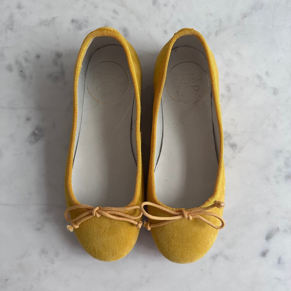 Pepa London Lace Tie Ballerina Shoes in Sunshine Yellow - Picture 2 of 6